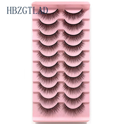 NEW 10pairs 100% Real Fake Mink Eyelashes 3D Natural False Eyelashes 3d Mink Lashes Soft Eyelash Extension Makeup Kit Cilios h13